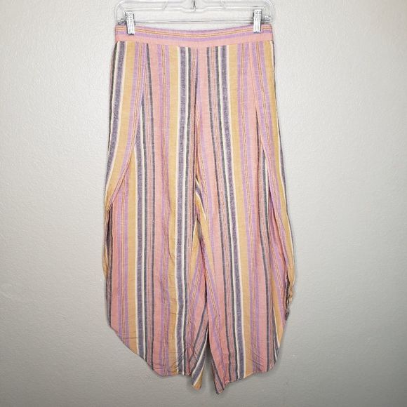Drew Small Warm Stripe Linen Blend Split leg pants - Picture 2 of 9